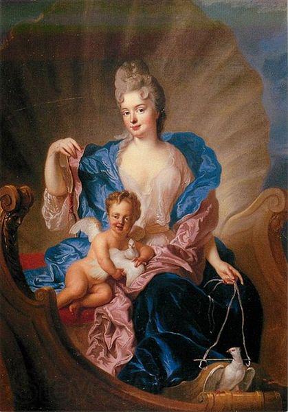 Francois de Troy Portrait of Countess of Cosel with son as Cupido. Norge oil painting art